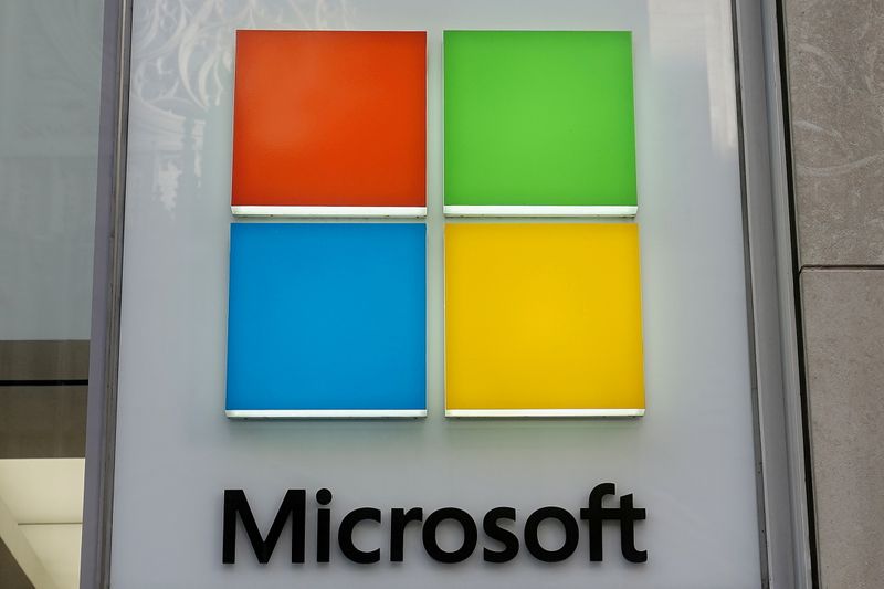 Logo da Microsoft fotografado em Nova York, EUA