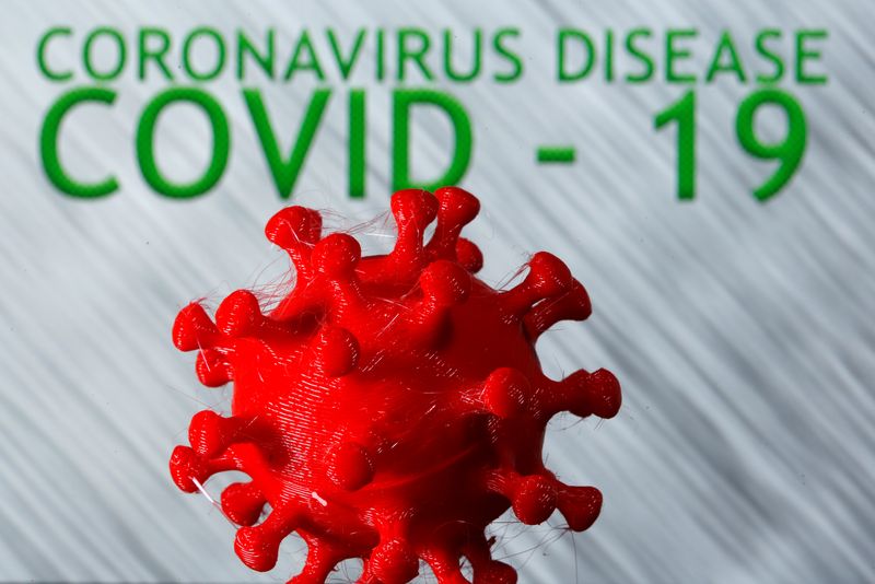 Modelo em 3D representando o coronavírus