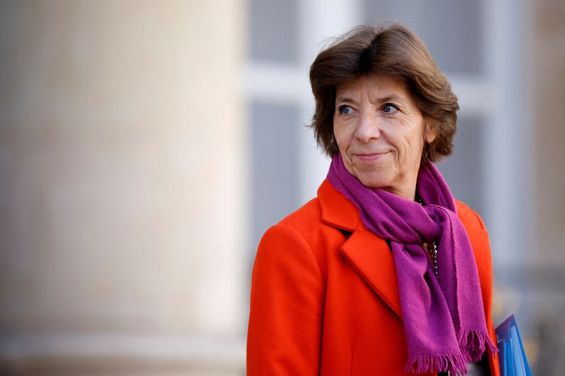 Ministra francesa das Relações Exteriores, Catherine Colonna, em Paris